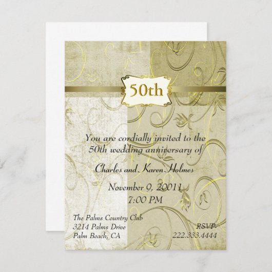 Invitation d'anniversaire en or chic (Devant / Derrière)