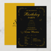 Invitation d'anniversaire en or de luxe (Devant / Derrière)