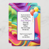 Invitation d'anniversaire en plastique psychédéliq (Devant / Derrière)
