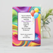 Invitation d'anniversaire en plastique psychédéliq (Debout devant)