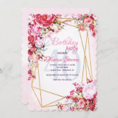 Invitation d'anniversaire en Polygone floral (Devant / Derrière)