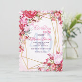 Invitation d'anniversaire en Polygone floral (Debout devant)