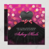 Invitation d'anniversaire en Sweet sixteen rose (Devant / Derrière)