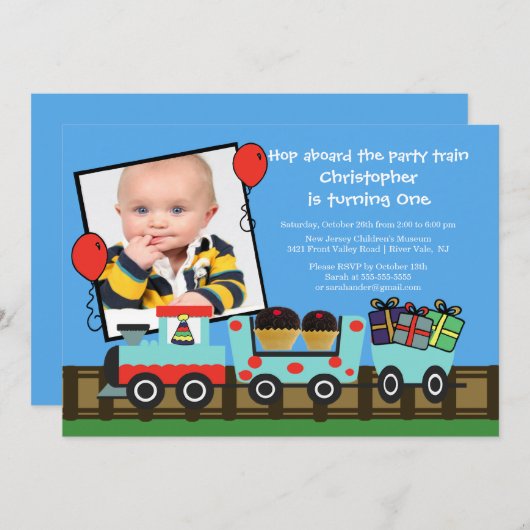 Invitation d'anniversaire en train de fête (Devant / Derrière)