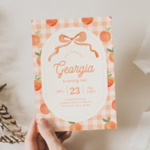 Invitation d'anniversaire En vichy Peach