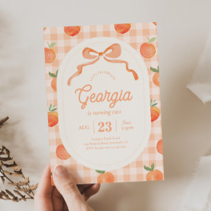 Invitation d'anniversaire En vichy Peach