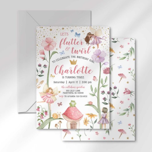 Invitation d'anniversaire Enchanted Fairy Garden