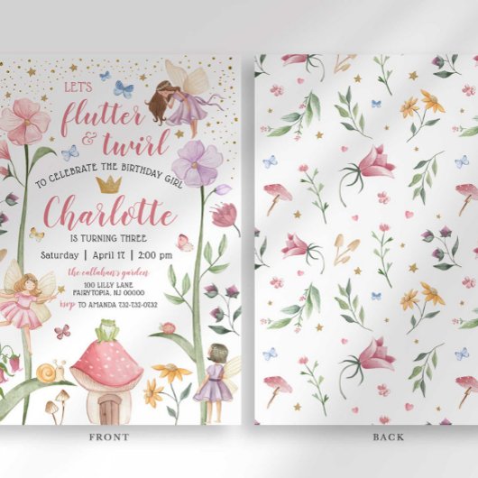 Invitation d'anniversaire Enchanted Fairy Garden