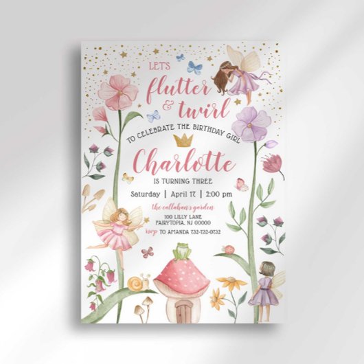 Invitation d'anniversaire Enchanted Fairy Garden