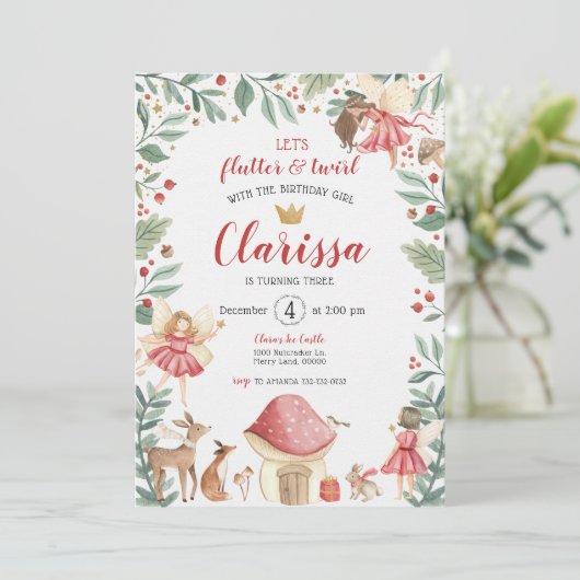 Invitation d'anniversaire Enchanted Fairy Garden (Debout devant)