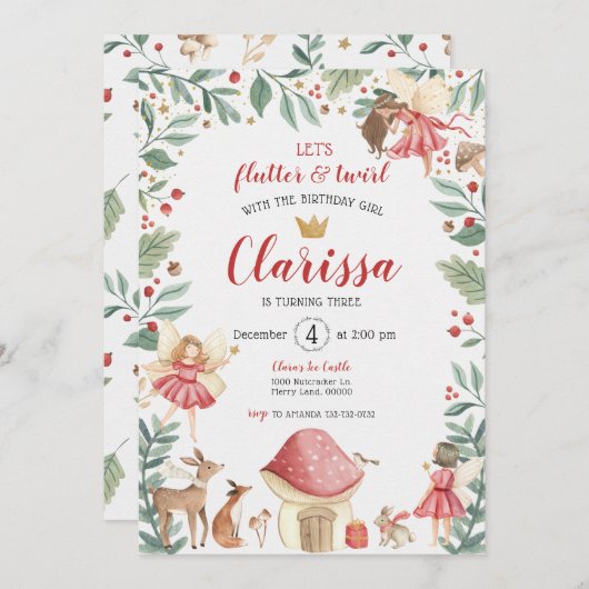 Invitation d'anniversaire Enchanted Fairy Garden (Devant / Derrière)