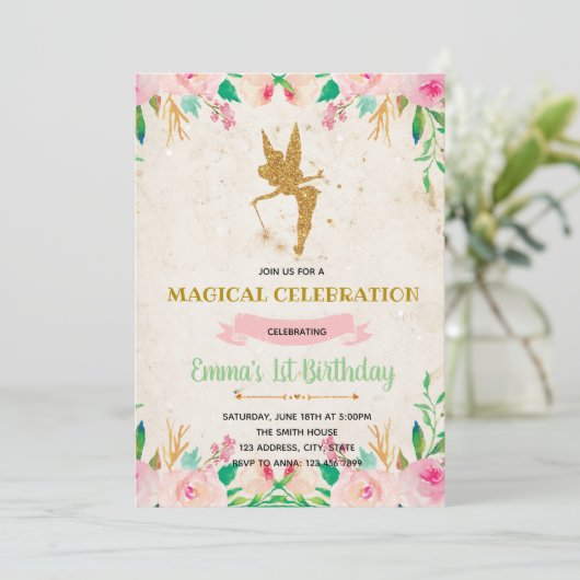 Invitation d'anniversaire enchantée (Debout devant)