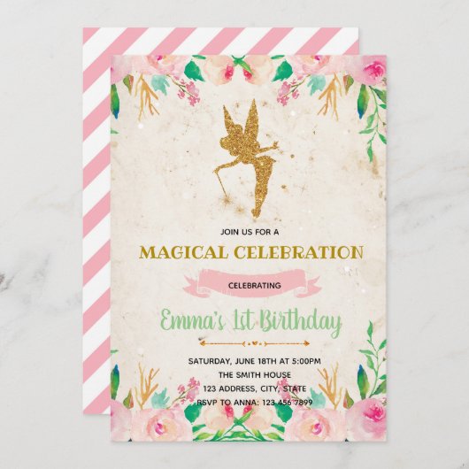 Invitation d'anniversaire enchantée (Devant / Derrière)