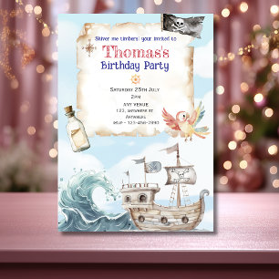 Invitation d'anniversaire enfant Bateau Pirate Ble