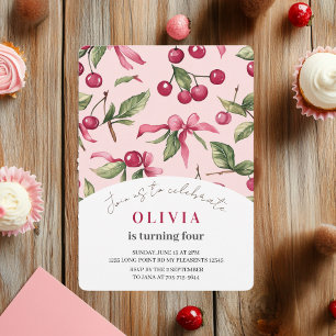 Invitation d'anniversaire enfant Cerise Rouge et R