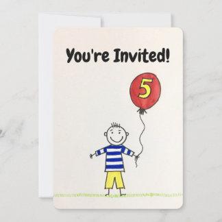 Invitation d'anniversaire - Enfant de 5 ans avec b