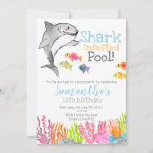 Invitation d'anniversaire enfant fête au bassin re (Devant)