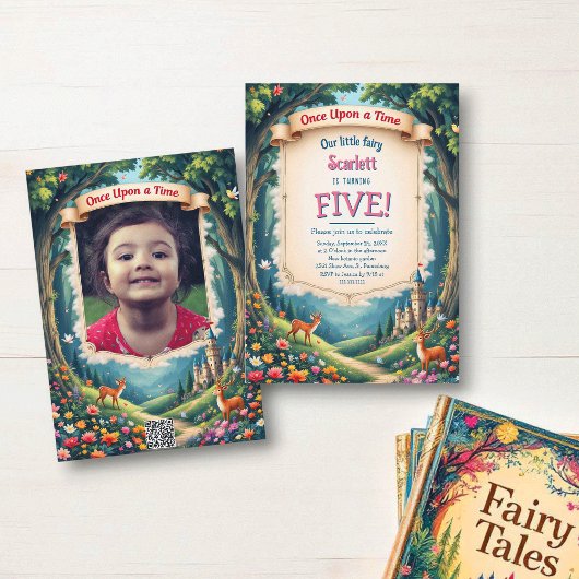 Invitation d'anniversaire enfantine Conte de fées 
