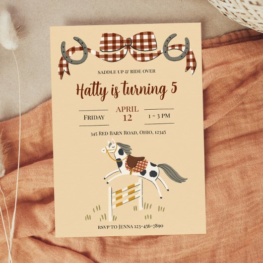 Invitation d'anniversaire équestre sucrée