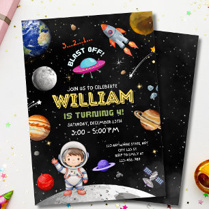 Invitation d'anniversaire Espace Astronaute