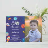 Invitation d'anniversaire Espace avec Photo (Debout devant)