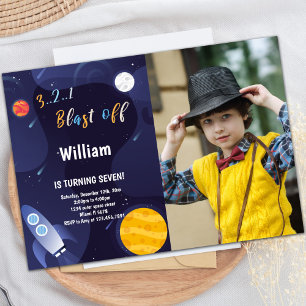 Invitation d'anniversaire Espace avec Photo
