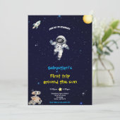 INVITATION D'ANNIVERSAIRE ESPACE BLEU (Debout devant)