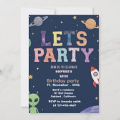 invitation d'anniversaire espace filles (Devant)