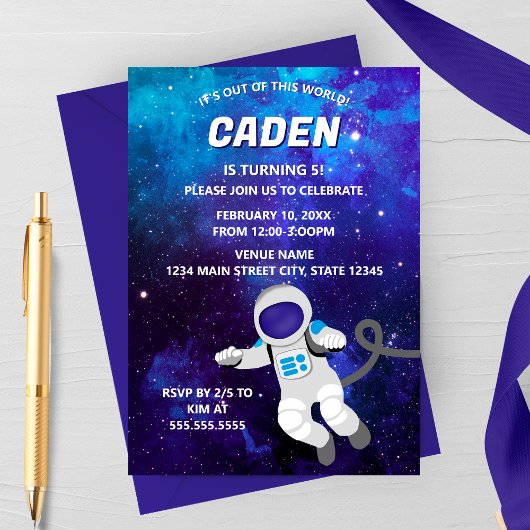 Invitation d'anniversaire Espace Hors de ce Monde