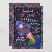 Invitation d'anniversaire Espace pour garçon (Devant / Derrière)