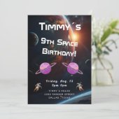 Invitation d'anniversaire Espace Spatial Extérieur (Debout devant)