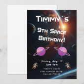 Invitation d'anniversaire Espace Spatial Extérieur (Devant / Derrière)