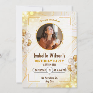 Invitation d'anniversaire étape en feuille d'or