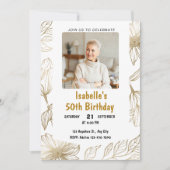 Invitation d'anniversaire étape en feuille d'or (Devant)