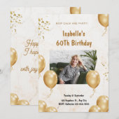 Invitation d'anniversaire étape en feuille d'or (Devant / Derrière)