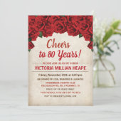 Invitation d'anniversaire étape Fleurs rouges pour (Debout devant)