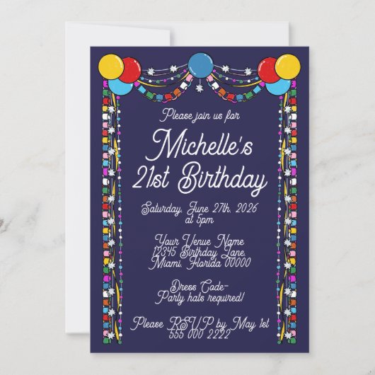 Invitation d'anniversaire étape importante (Devant)