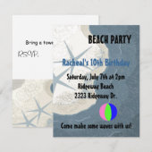 Invitation d'anniversaire Étoile de mer et Ocean B (Devant / Derrière)