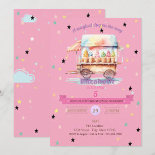 Invitation d'anniversaire Étoiles de Crème Glacée