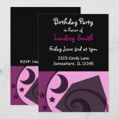 Invitation d'anniversaire étoiles et lune (Devant / Derrière)