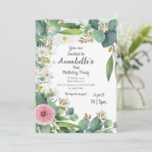 Invitation d'anniversaire eucalyptus à thème botan (Debout devant)