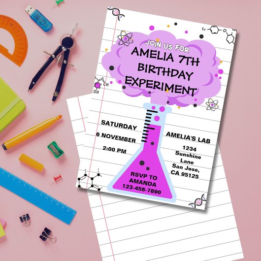 Invitation d'anniversaire Expérience Scientifique