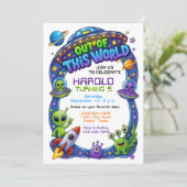 Invitation d'anniversaire extraterrestre hors du m (Debout devant)