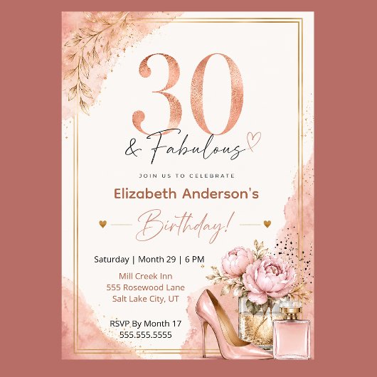 Invitation d'anniversaire fabuleuse de 30 ans pour