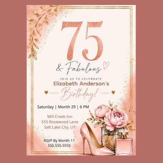 Invitation d'anniversaire fabuleuse de 75 ans de P