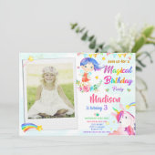 Invitation d'anniversaire Fairy and Unicorn avec p
