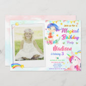 Invitation d'anniversaire Fairy and Unicorn avec p