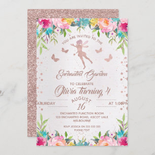 Invitation d'anniversaire Fairy Garden Enchanted