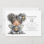 Invitation d'anniversaire fantaisiste adolescente (Devant)