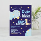 Invitation d'anniversaire Fantaisiste Céleste Au-D (Debout devant)